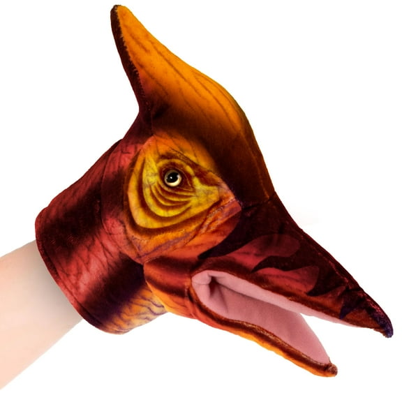 Real Planet Red Pterodactyl Dinosaur Realistic Stuffed Animal Hand Puppet, Dino Head Plush Toy & STEM Learning Gift for Birthday Boys & Girls