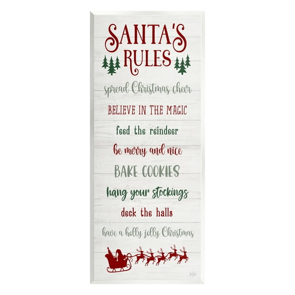 Stupell Industries Santa's Rules Holiday Holiday Painting Unframed Art Print Wall Art, 7 x 17