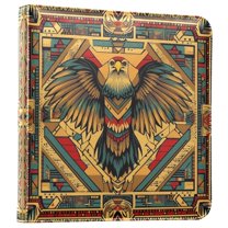 FORMRS 3 Ring Photo Album 4"x6" Self Adhesive Large Capacity PU Leather Cover, Retro Abstract Eagle