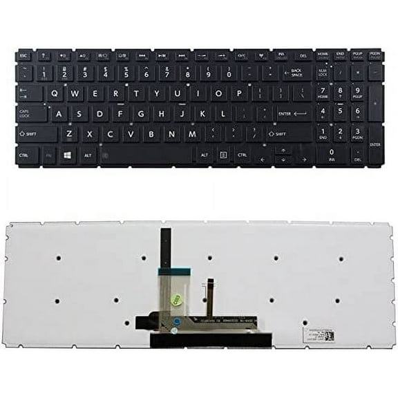 New US Black Backlit English Laptop Keyboard (Without Frame) Replacement for Toshiba Satellite C55T-C C55T-C5224 C55T-C5239 C55T-C5300 C55T-C5328 C55T-C5383 Light Backlight