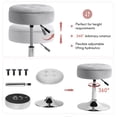 thumbnail image 6 of Vanity Stool, Vanity Chair for Makeup Room 360° Swivel Adjustable Stool, Round Ottoman Velvet Storage Makeup Chair with Removeable Tray for Living Room Bedroom (Grey), 6 of 7