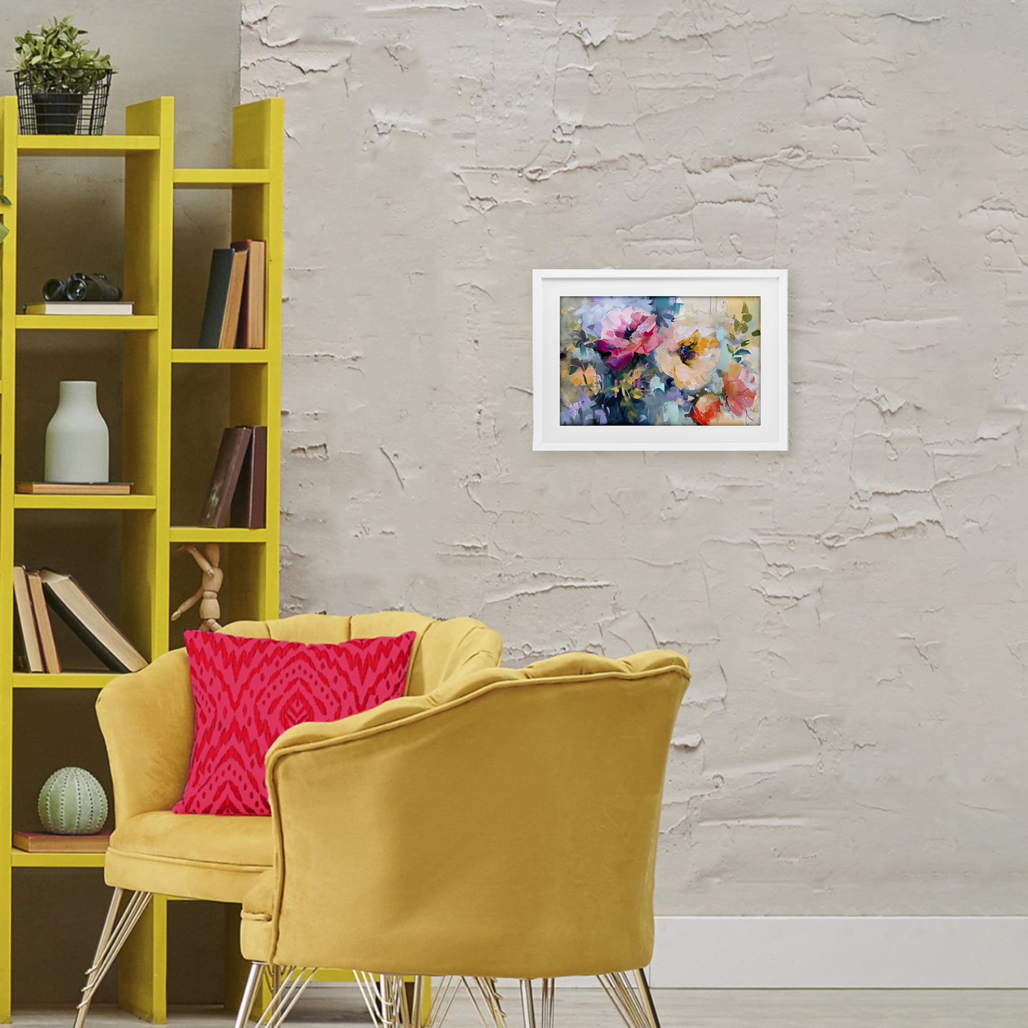 Stupell Industries Vibrant Florals Brushed Abstract White Framed Print Under Glass, design by Creative Studio