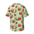 thumbnail image 2 of Wukai Strawberry Floral Men's Casual Short-Sleeve Button Down Shirt - Lightweight Summer Dress Shirt for Daily Wear-, 2 of 7