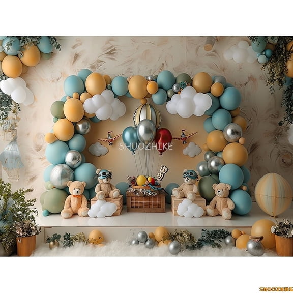 s Birthday Party Photography Backdrops Props Unicorn Colorful Balloons Arch Newborn Baby Photo Background Props DF-07