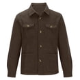 thumbnail image 6 of Maoxin Mens Tops Men's Fashion Casual Trend Woolen-breasted Solid Color Long-sleeved Hoodless Casual Coat/jacket Brown XL, 6 of 7