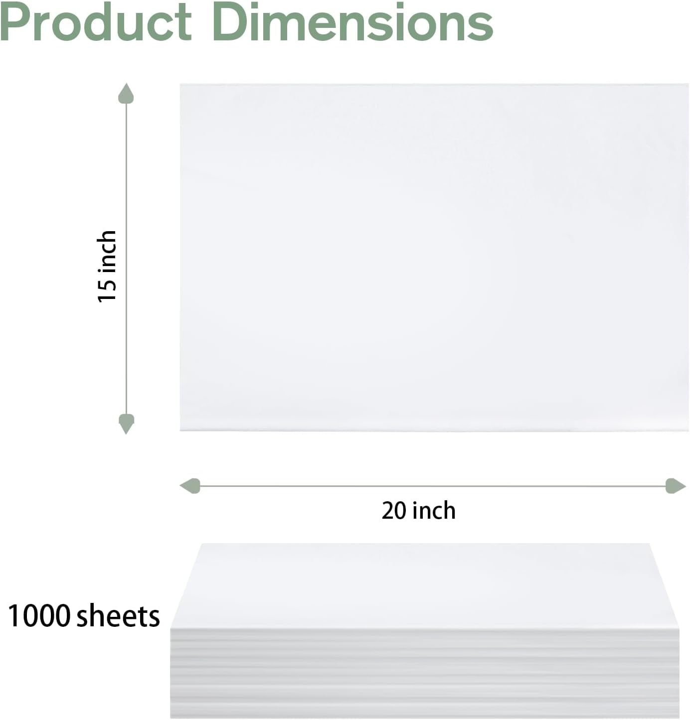 White Tissue Paper Bulk - 15" x 20" Packing Paper for Moving, Gift Wrapping, Weddings, Birthdays, Holidays & Crafts