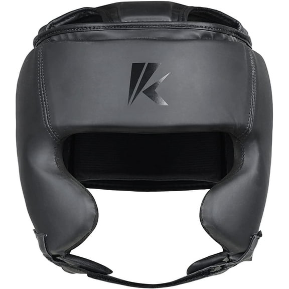 Kruzak MMA Boxing Sparring Unisex Head Guard for Head Protection - Martial Arts Taekwondo Karate Training Headgear (Black Matte) (S/M)