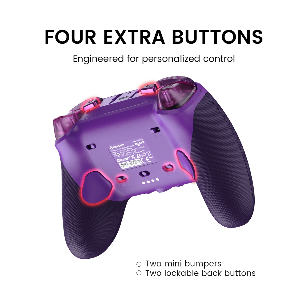 Control Inalámbrico GameSir G7 Pro Tri-Mode para Xbox, PC y Android, Sticks TMR, Gatillos Hall Effect, Púrpura Ciruela 7