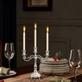 thumbnail image 6 of FENGGHAO White and Silver Three-Candle Candelabra, Ornate Metal Candle Holder for Wedding and Table Centerpieces, Vintage European Decor, 6 of 6