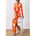 thumbnail image 4 of Vestido PRETTYGARDEN Maxi Estampado Floral Manga Larga Naranja Talla L, 4 of 8
