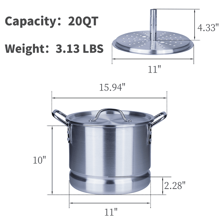 Stockpot – 24 Quart – Brushed Stainless Steel – Heavy Duty Induction Pot  with Lid and Riveted Handles – For Soup, Seafood, Stock, Canning and for