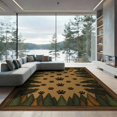 thumbnail image 2 of ODIKA 8'x10' Washable Area Rug Durable, Non-Slip Bear Paw Print Woodland With Vintage Wood Grain Forest Border for Living Room, Under Sectional, Family, 2 of 7