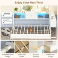 thumbnail image 6 of Full Size Corner Bed Frame with Bookcase Storage,Full Daybed with Charging Station,Platform Bed Frame with Led Lights and Storage Drawers for Living Room,Bedroom,Guest Room,Easy Assemble,White, 6 of 9