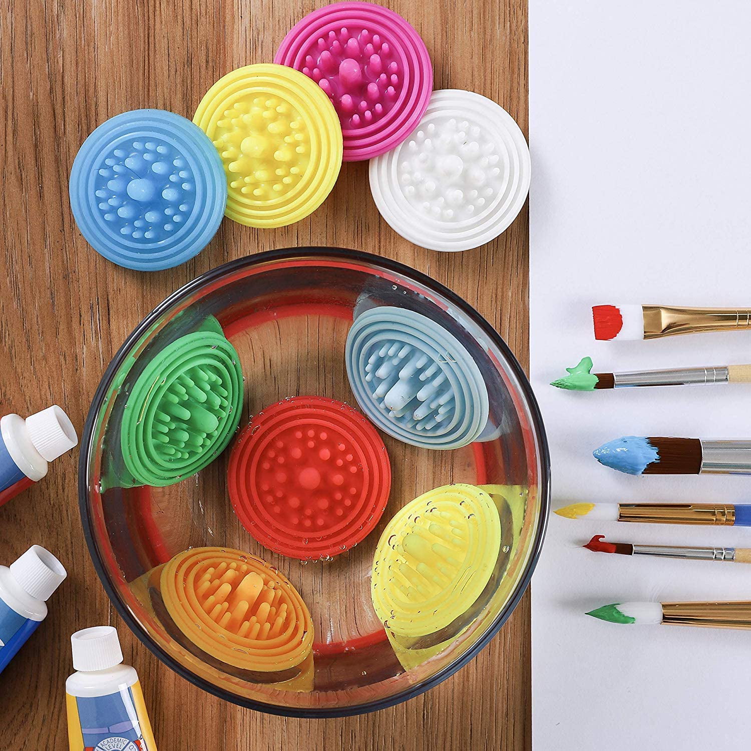 Paint Puck Paint Brush Cleaner 3-Pack Silicone Cup Insert Cleaning System | Fine