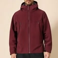 thumbnail image 2 of Gyexs Windbreaker Jackets for Men Lightweight Softshell Fall Winter Jacket Hooded Waterproof Outdoor Rain Coat Men's Clothes, Red, Size S, 2 of 6