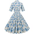 thumbnail image 4 of Summer Dresses for Women Retro Lapel Short Sleeve Big Swing Dress Ladies Party Dresses, 4 of 6