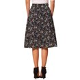 thumbnail image 3 of Falda Midi A-Line Floral Print Chiffon Vintage Verano para Mujeres L Negro Rojo, 3 of 6