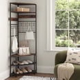 thumbnail image 4 of Gymax 5-Tier Corner Hall Tree w/ Shoe Storage Bench 12 Metal Hooks for Living Room Brown, 4 of 10
