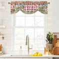 thumbnail image 4 of Tie Up Valances for Windows, Eucalyptus Trucks Adjustable Valance Curtains Window Treatment for Living Room, Spring Rustic Floral Wooden Red Plaid Rod Pocket Kitchen Curtains & Drapes 54x18 Inch, 4 of 9