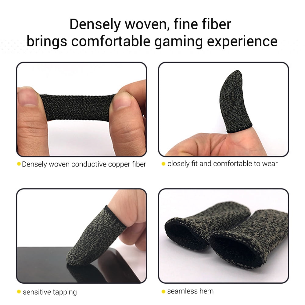 18 Pieces Mobile Gaming Finger Sleeves Touchscreen Finger Sleeve Anti-Sweat Breathable Finger Sleeve and 4 Pieces Aim Buttons for Playing Mobile Phone Games 