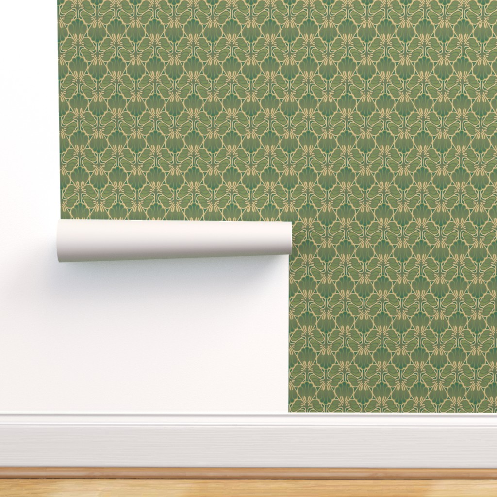 Peel & Stick Wallpaper 12ft x 2ft - Art Nouveau Camo Fantasy Camouflage