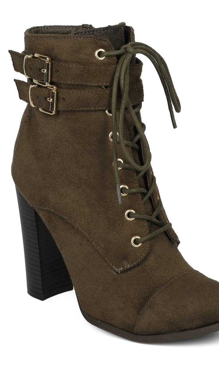 faux suede block heel booties