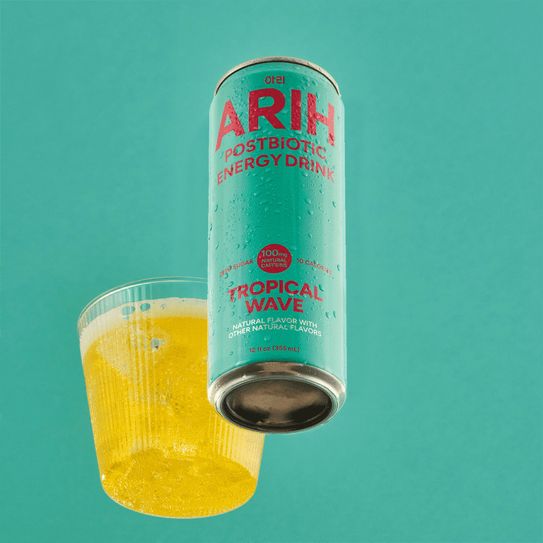 ARIH Postbiotic Energy Drink, Zero Sugar Clean Energy Drink with
