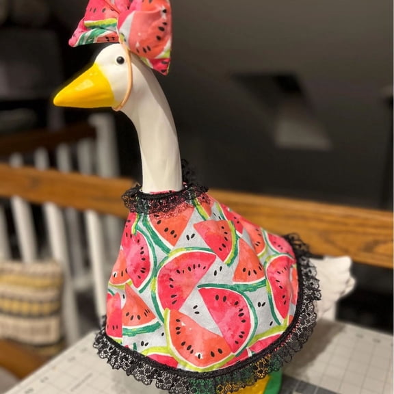 HomeKingdee 23 Inch Porch Goose Costume – Watermelon Skirt Summer Outfit For Goose Decoration