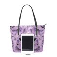 thumbnail image 3 of Tote Bag Aesthetic leather Handbags with Zipper for Women Travel Shoulder Bags Purses with compartment. Purple Moths, 3 of 6