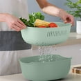 thumbnail image 4 of Scandinavian Double Dishwashing Basket Plastic Draining Sieve Basin Kitchen Fruit Storage Basket Storage Fruit And Vegetable Basket Sets, 4 of 6