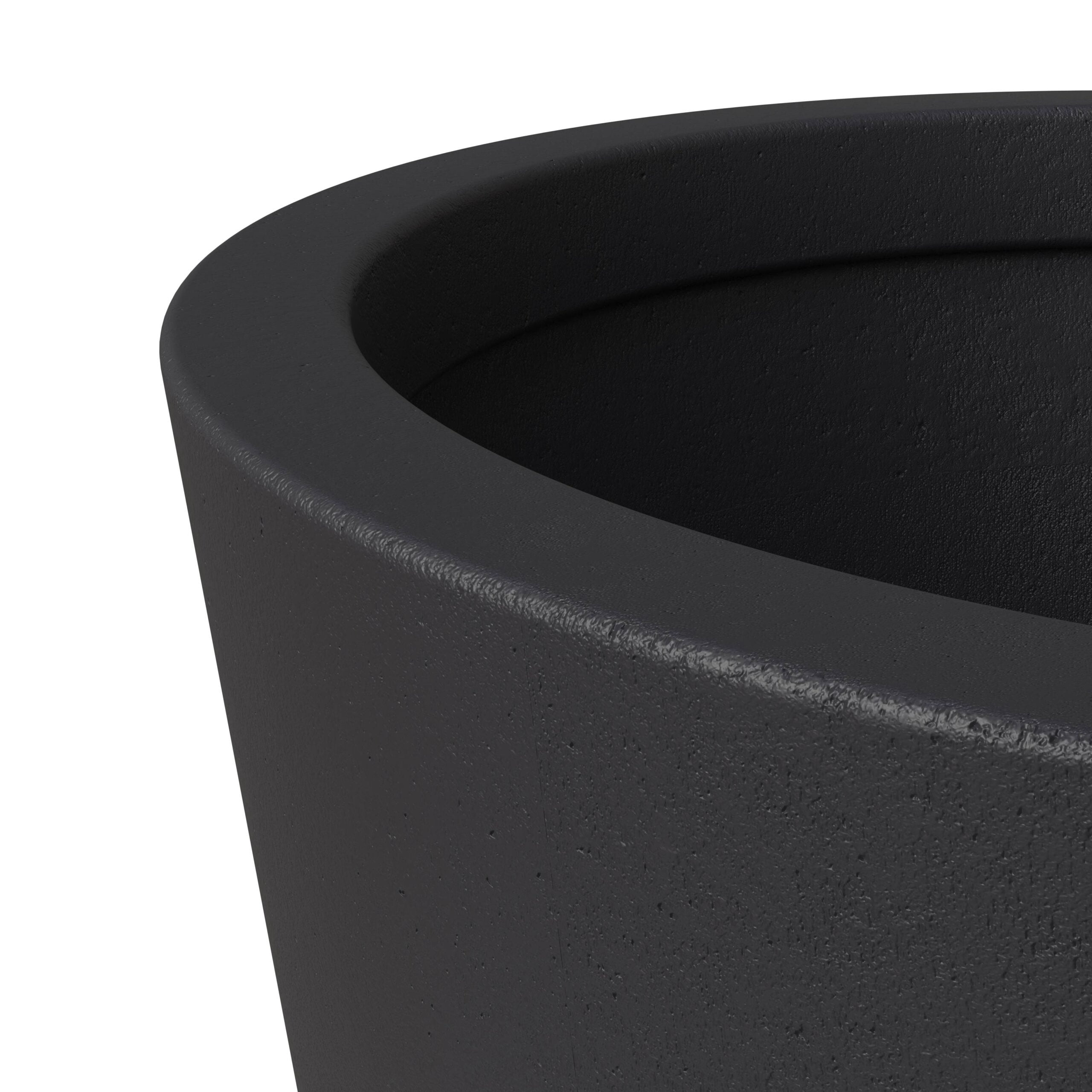 LeisureMod Pebble Fiberstone and MGO Clay Planter, Mid-Century Modern Tapered Round Planter Pot with Drainage Holes for Indoor and Outdoor (Black, 24 Inch)