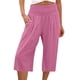 thumbnail image 5 of Pantalones de mujer de pierna ancha y fina con cintura de siete puntos de lino y algodón para mujer de estilo europeo y americano., 5 of 5