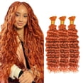 thumbnail image 1 of 350 Boho Human Hair 22 22 22 Inch Deep Wave Bulk Ginger Boho Human Braiding Hair Deep Curly Ginger Orange Human Boho Hair Extensions for Woman, 1 of 5