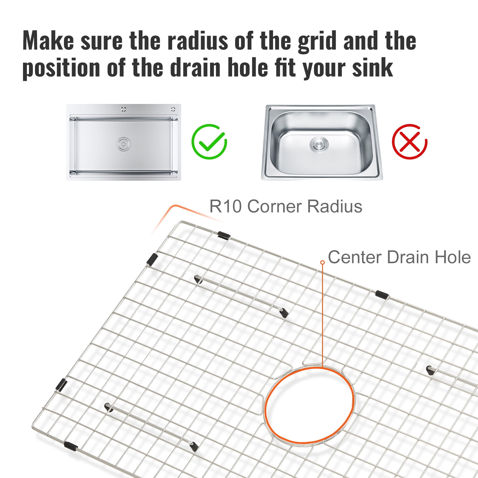 BENTISM Sink Protector Grid For Kitchen 28.5" L x 15.6"W Stainless Steel Drain Rack
