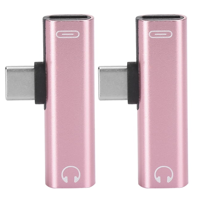 Cable de audio auxiliar 2 en 1 tipo C a 3,5 mm, cargador y adaptador de auriculares (rosa)