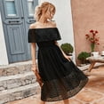 thumbnail image 3 of Summer Dresses for Women Maxi Dress Drop Shoulder Dress Hollow Sexy Temperament Midi Dress, 3 of 6