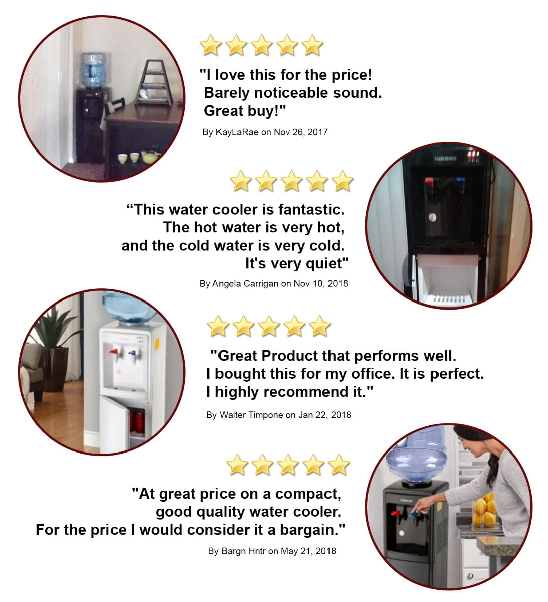Farberware Freestanding Compact Water Cooler Hot and Cold Dispenser, White