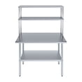 thumbnail image 2 of 48" Long x 24" Deep" Stainless Steel Work Table With 12" Wide Double Tier Overshelf | Metal Kitchen Prep Table & Shelving Combo, 2 of 9