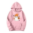 thumbnail image 3 of Halloween Womens Hoodies Cute Ghost Printed Jacket Fall Winter Fleece Hooded Sweatshirts Casual Loose Long Sleeve Top Halloween Pullover Outwears with Pocket, 3 of 4