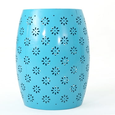 Sulah Lace Cut Iron Accent Table, Blue