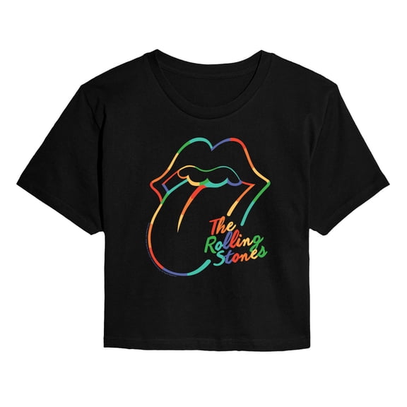 Rolling Stones - RS Logo Rainbow - Women's Cropped Short Sleeve Graphic T-Shirt