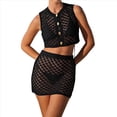 thumbnail image 2 of Conjuntos de Dos Piezas de Falda y Pareo, Trajes de Baño de Crochet para Mujer, Conjuntos de Playa Sexys para Vacaciones en Resorts. Negro S, 2 of 10