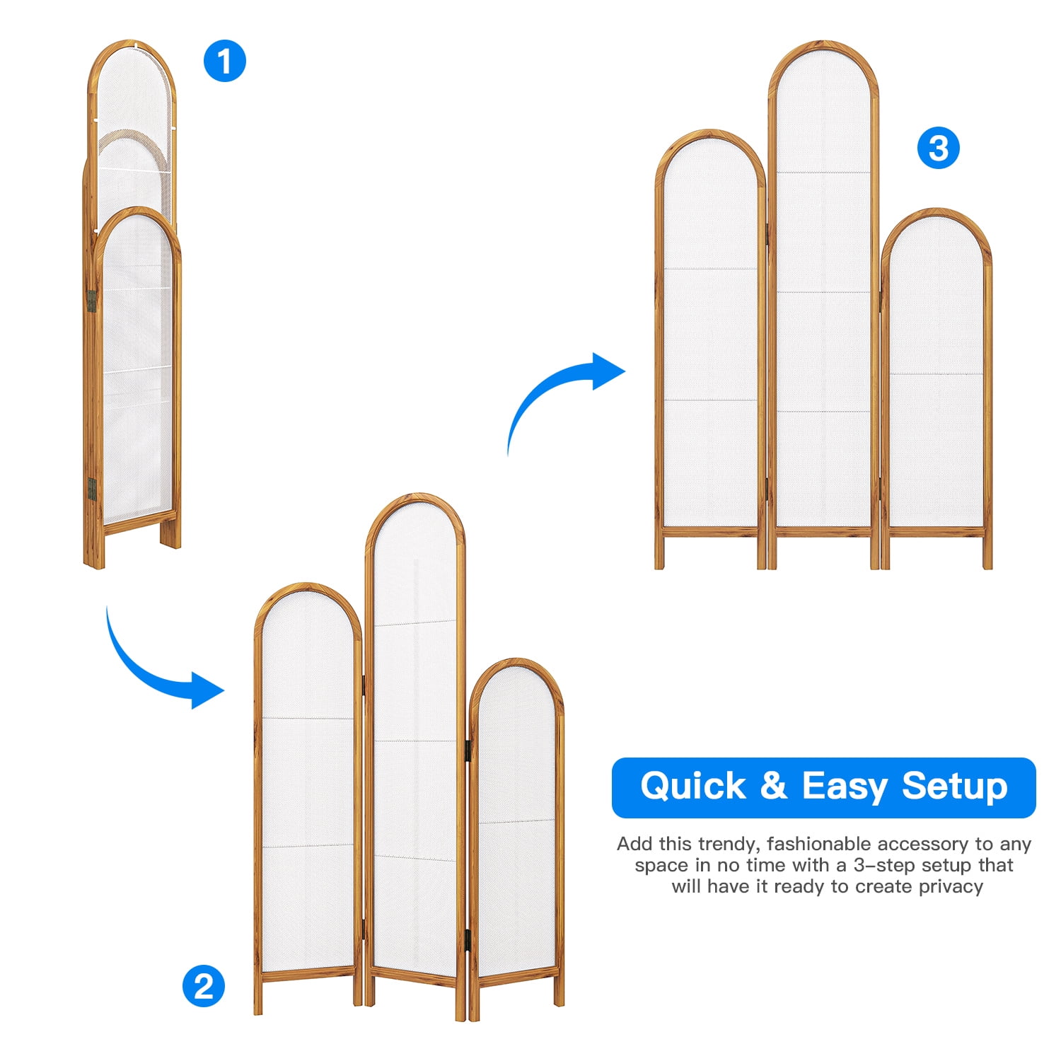 Kadyn 3 Panels Folding Room Divider, Office Indoor Divider Privacy Screen for Living Room, Freestanding Room Divider Screen, White Kadyn 3 Panels Folding Room Divider, Office Indoor Divider Privacy Screen for Living Room, Freestanding Room Divider Screen, White