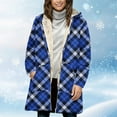 thumbnail image 2 of Dasayo Long Womens Coat Blue Plus Size Fleece Plaid Hooded Zip up Coatigans Womens Jackets Trendy S, 2 of 5