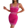 thumbnail image 2 of Antinious Women Sleeveless V-Neck Button Slim Knit Bodycon Dress, 2 of 5