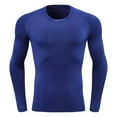 thumbnail image 2 of qolati Mens Running Shirts Comfy Breathable Long Sleeve Workout Gym T-Shirt Quick Dry Slim Fitted Sports Basic Tee Tops Blue XL, 2 of 3