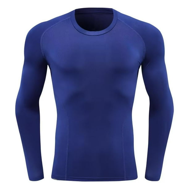 Ceisia Men's Casual Sport Tight Gift High Elastic Round Neck Fitness Long Sleeve Athletic T Shirt