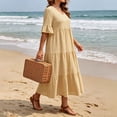 thumbnail image 6 of Horkkom Tiered Dress Women Plus Size Summer V Neck Maxi Dresses A Lined Casual Beach Sundresses XXL, 6 of 8