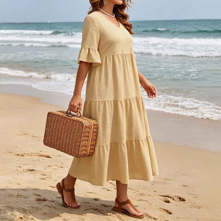fit and flare beach dress for women Coastal Calls Seashell Fit And Flare Maxi Dress  VICI