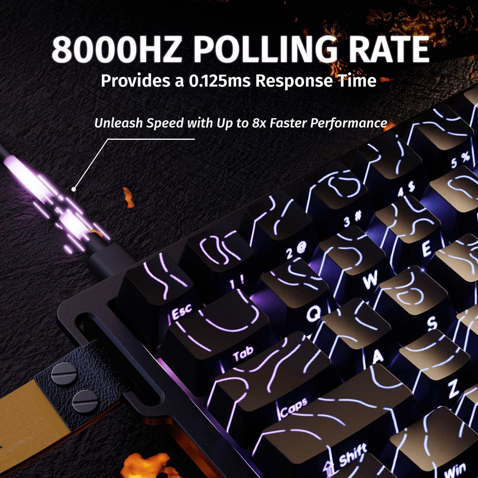 ATTACK SHARK X68 HE 60% Wired Mechanical Gaming Keyboard, Rapid Trigger, Adjustable Actuation, Hall Effect Magnetic Switches, 8KHz Polling Rate, RGB Backlit, PC/Mac Compatible, Black Contours